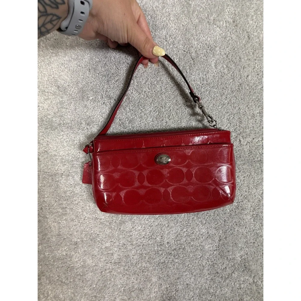 coach red patent leather wriset y2k signature c design